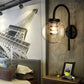 Frendorf | 1 Licht Globe Wandlamp Vintage Zwart/RVS Duidelijk Glas Wandlamp voor Slaapkamer met Koeiennek
