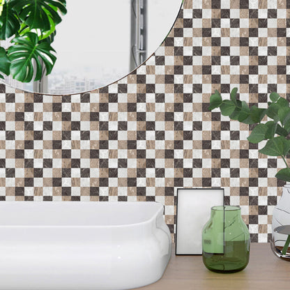 Frendorf | Boho Schachbrett Tapetenpaneele 10 Stück Grau Marmor Mosaik Wanddekoration, Selbstklebend