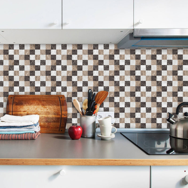 Frendorf | Boho Schachbrett Tapetenpaneele 10 Stück Grau Marmor Mosaik Wanddekoration, Selbstklebend