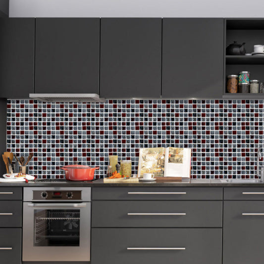 Frendorf | 10 Stück zeitgenössische Mosaik-Tapeten für das Badezimmer 9,7 Quadratfuß Wandkunst in Schwarz, leicht zu entfernen