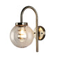 Frendorf | 1 Licht Globe Wandlamp Vintage Zwart/RVS Duidelijk Glas Wandlamp voor Slaapkamer met Koeiennek