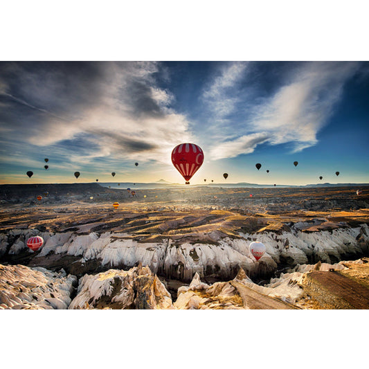 Frendorf | Ballontrip Scenery Muurdecoratie Wanddecoratie Moderne Kunst Niet-geweven Stof in Bruin