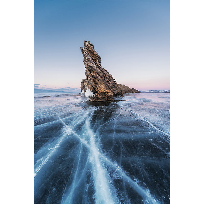 Blaues Mountain Above Ice Wanddekorationsaufkleber Fleckenresistente modernistische Wohnzimmertapete