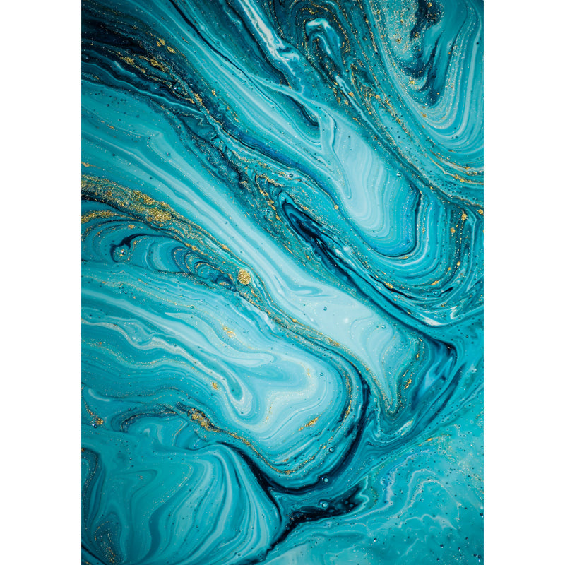 Frendorf | Blaue Surge Tapete Fleckenresistent Tropisches Schlafzimmer Wandkunst, Maßgeschneiderte Größe