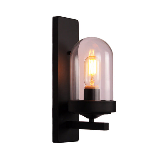 Frendorf | Eine Glühbirne Klarglas Wandleuchte Vintage Industrie Schwarz Vase/Vogelkäfig/Ovale Korridor Wandleuchte