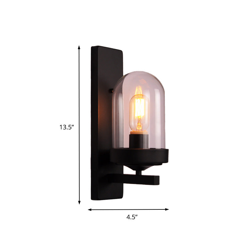 Frendorf | Eine Glühbirne Klarglas Wandleuchte Vintage Industrie Schwarz Vase/Vogelkäfig/Ovale Korridor Wandleuchte