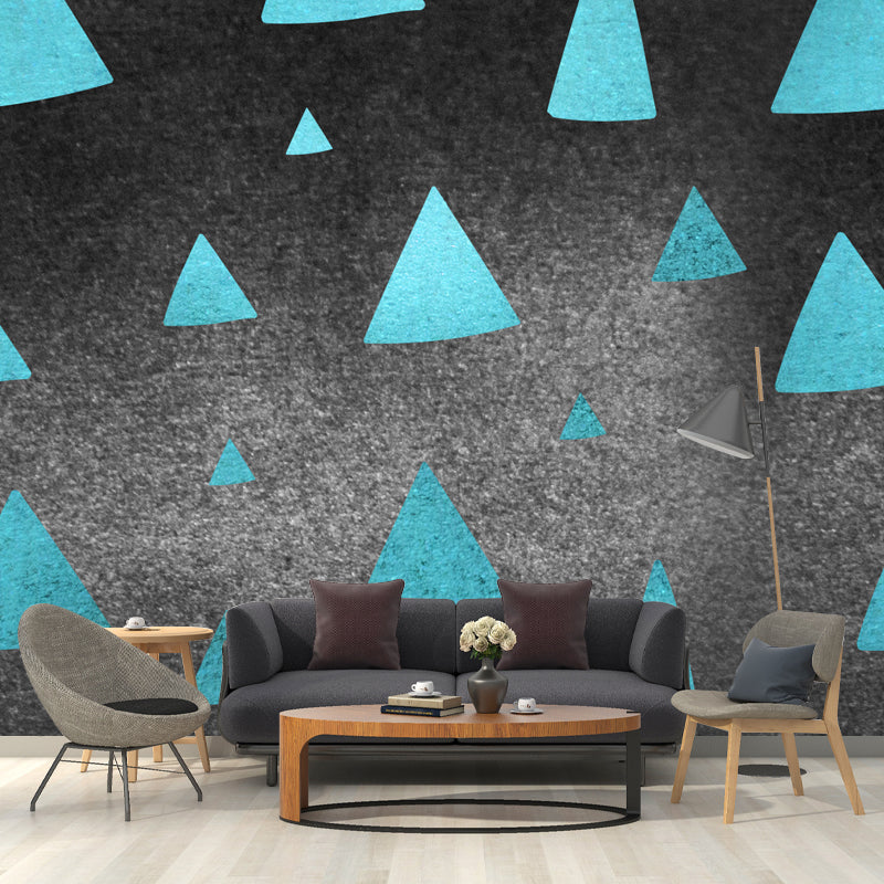 Frendorf | Moderne Driehoek Print Behang Muur Donkere Kleur Folie Wandkunst voor Gang, Maat Optioneel