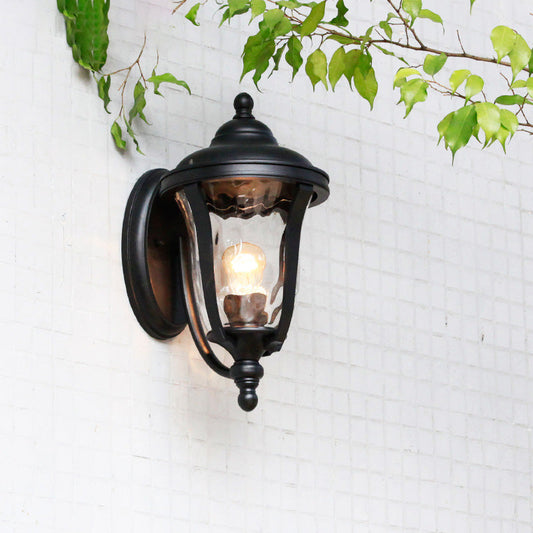 Frendorf | Urn Dimpled Glass Wandmontage Lamp Industrial Einzelne Glühbirne Außen Wandleuchte in Schwarz, 8"/10"/11" B