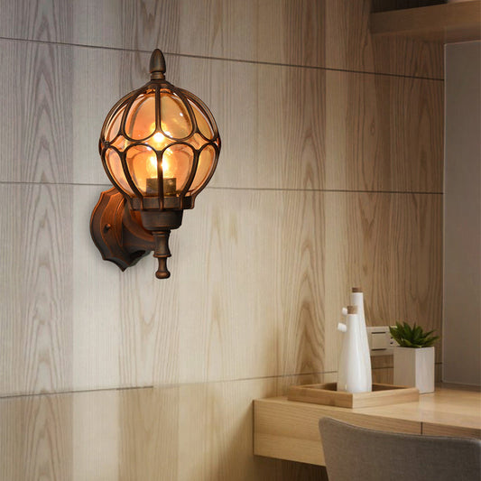 Frendorf | Globe Woonkamer Wandlamp Fixture Industrieel Amber Glas 1 Licht Zwart/Goud/Bronze Sconcelamp, 8.5"/9"/12.5" B