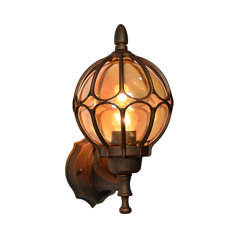 Frendorf | Globe Woonkamer Wandlamp Fixture Industrieel Amber Glas 1 Licht Zwart/Goud/Bronze Sconcelamp, 8.5"/9"/12.5" B