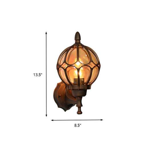 Frendorf | Globe Woonkamer Wandlamp Fixture Industrieel Amber Glas 1 Licht Zwart/Goud/Bronze Sconcelamp, 8.5"/9"/12.5" B