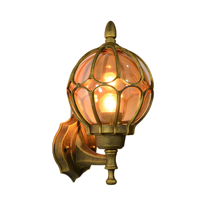 Frendorf | Globe Woonkamer Wandlamp Fixture Industrieel Amber Glas 1 Licht Zwart/Goud/Bronze Sconcelamp, 8.5"/9"/12.5" B