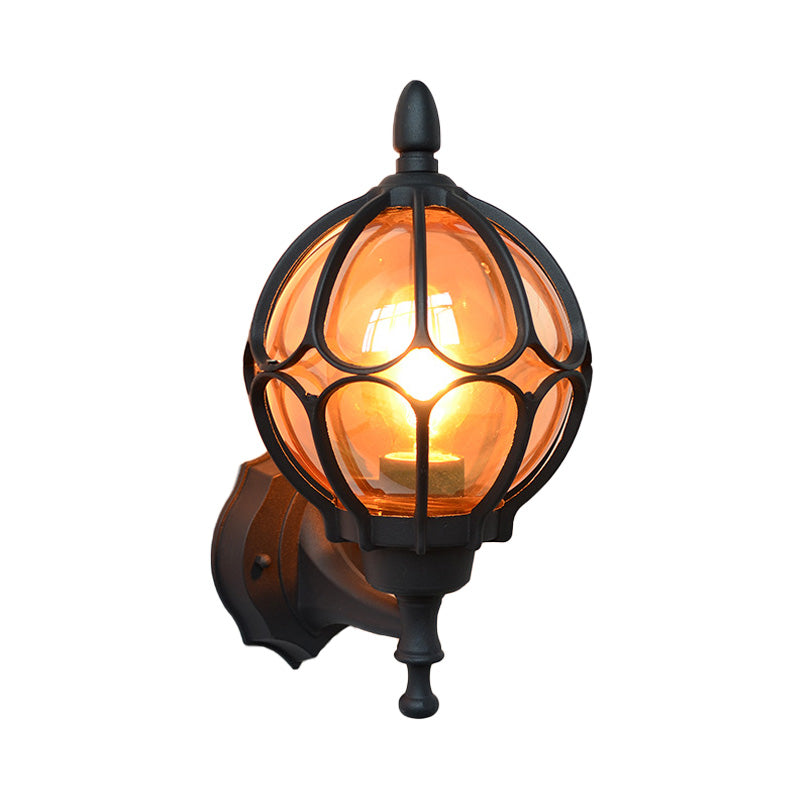 Frendorf | Globe Woonkamer Wandlamp Fixture Industrieel Amber Glas 1 Licht Zwart/Goud/Bronze Sconcelamp, 8.5"/9"/12.5" B