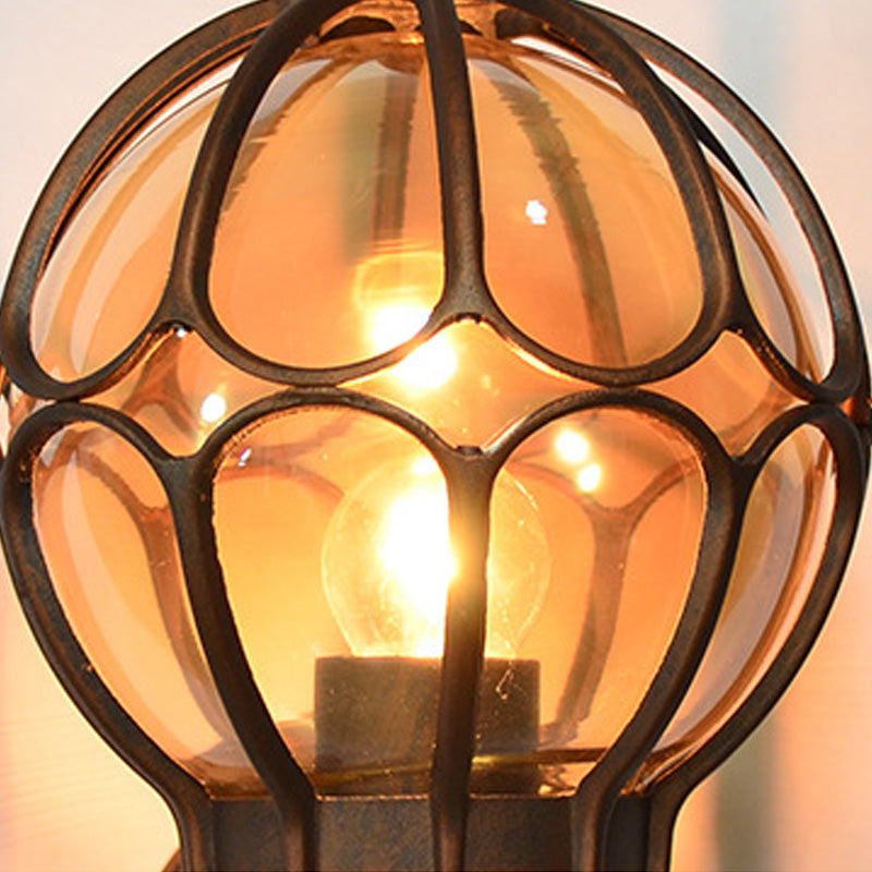 Frendorf | Globe Woonkamer Wandlamp Fixture Industrieel Amber Glas 1 Licht Zwart/Goud/Bronze Sconcelamp, 8.5"/9"/12.5" B
