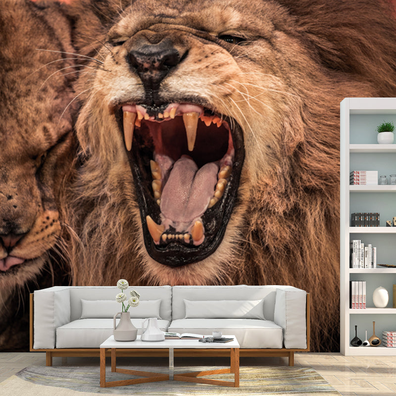Frendorf | Waterdichte Furious Lion Grommende Muurschildering Moderne Non-Woven Stof Wandbekleding, Maatwerk