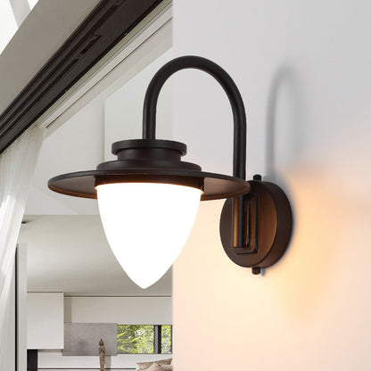 Frendorf | Milky Glass Kaffeewandlampe Beleuchtung Kegelförmige 1-Lampe Industrie Lichtarmatur mit Metall-Gaanschnabelarm
