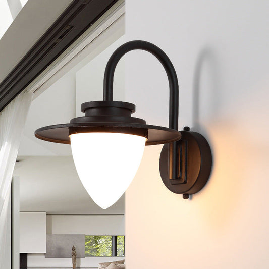 Frendorf | Milky Glass Kaffeewandlampe Beleuchtung Kegelförmige 1-Lampe Industrie Lichtarmatur mit Metall-Gaanschnabelarm