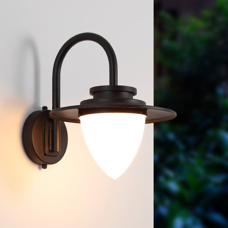 Frendorf | Milky Glass Kaffeewandlampe Beleuchtung Kegelförmige 1-Lampe Industrie Lichtarmatur mit Metall-Gaanschnabelarm