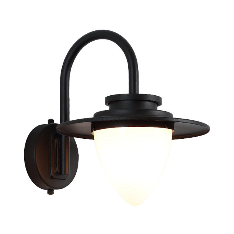 Frendorf | Milky Glass Kaffeewandlampe Beleuchtung Kegelförmige 1-Lampe Industrie Lichtarmatur mit Metall-Gaanschnabelarm