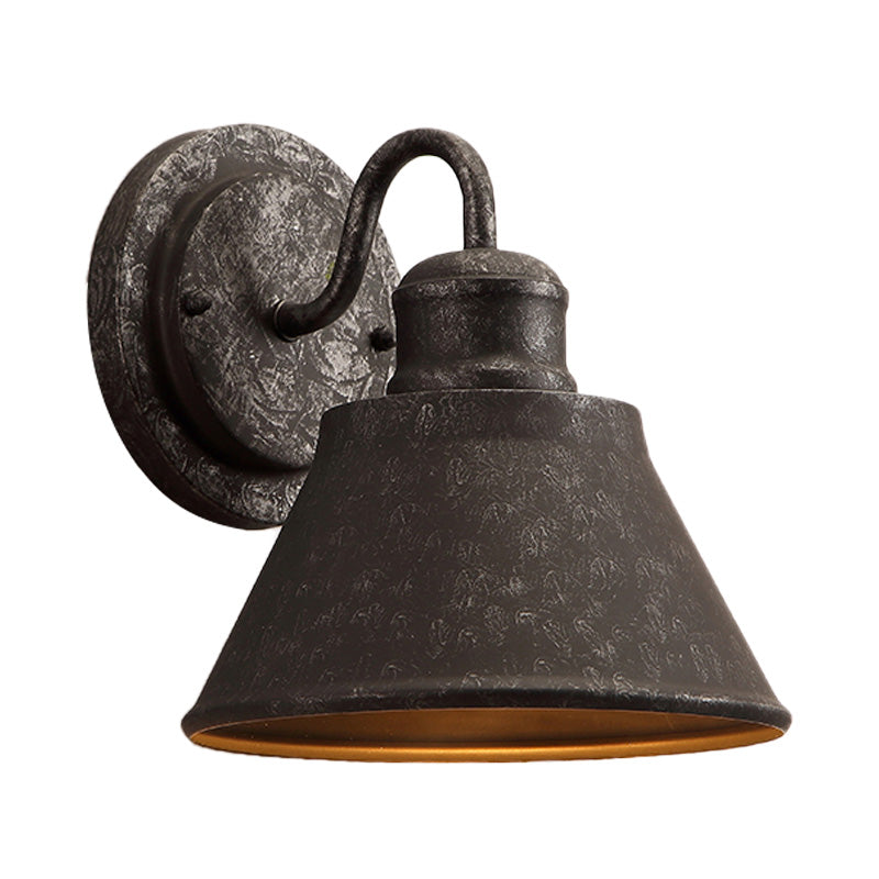 Frendorf | Metall Antik Schwarz Wandlichter Drum/Trumpet Shade 1-Licht Retro Rustikal Wandlampe Leuchte