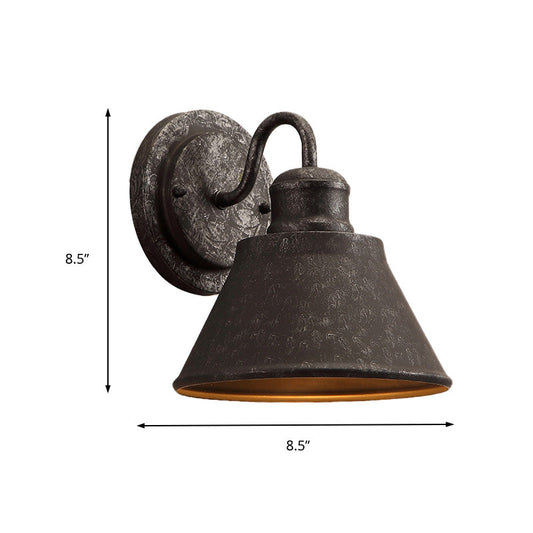 Frendorf | Metall Antik Schwarz Wandlichter Drum/Trumpet Shade 1-Licht Retro Rustikal Wandlampe Leuchte