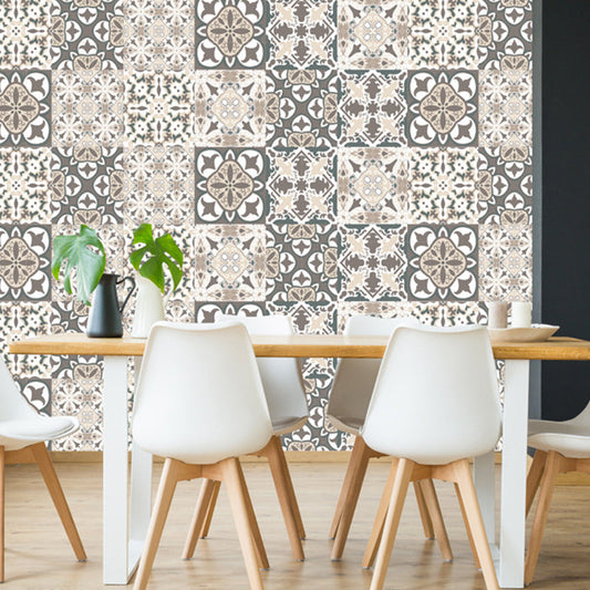 Frendorf | Blau-Braun Bohemia Stick Tapeten 5,2 qm Fleur-De-Lis Bedruckte Wandkunst für Zuhause