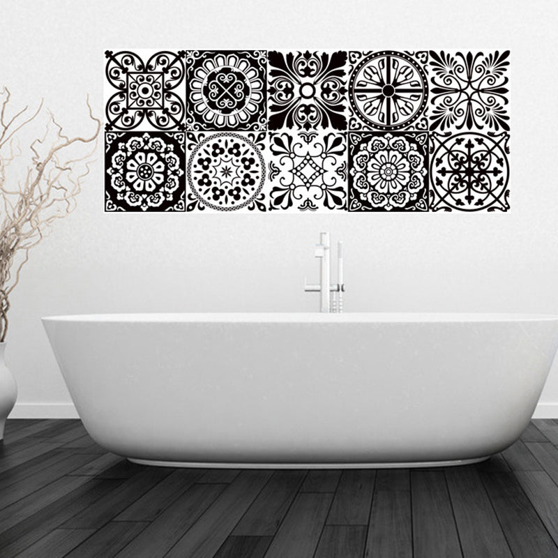 Schwarz-Weiße Mandala Tapete Paneel Mosaikfliesen Boho Selbstklebende Wandverkleidung