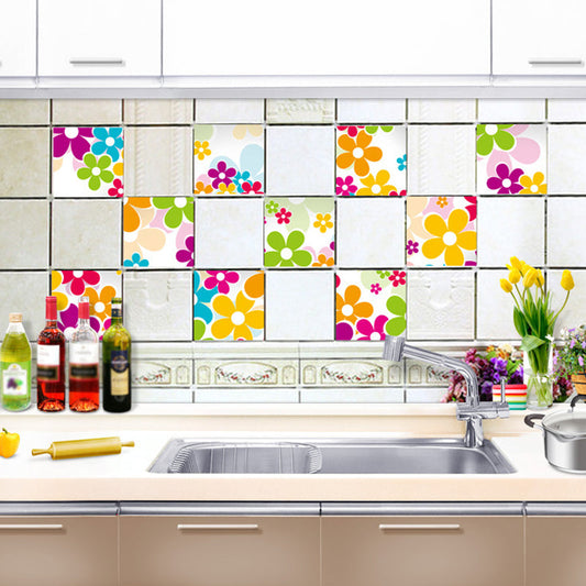 Helle Blumen Peel Tapetenvorhang-Set für Schlafzimmer, Rot-Gelb-Blau-Grün, 4,3 m²