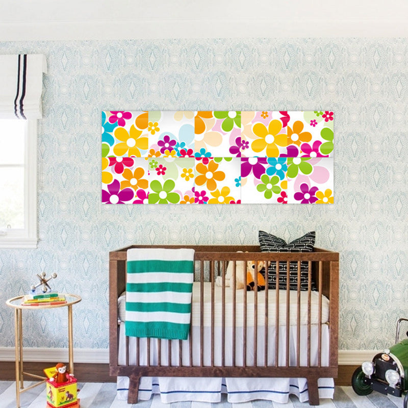 Helle Blumen Peel Tapetenvorhang-Set für Schlafzimmer, Rot-Gelb-Blau-Grün, 4,3 m²