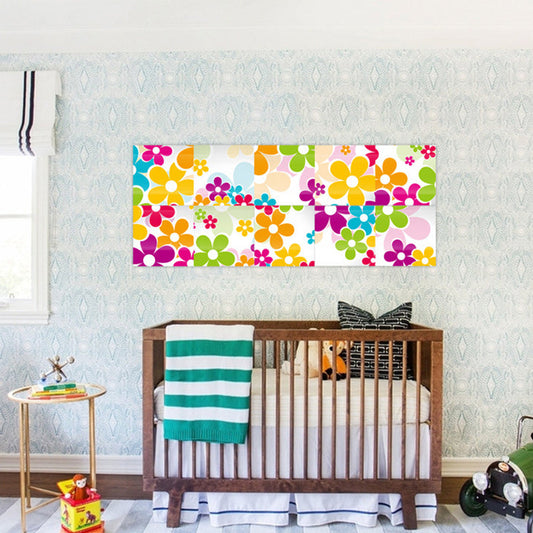 Helle Blumen Peel Tapetenvorhang-Set für Schlafzimmer, Rot-Gelb-Blau-Grün, 4,3 m²