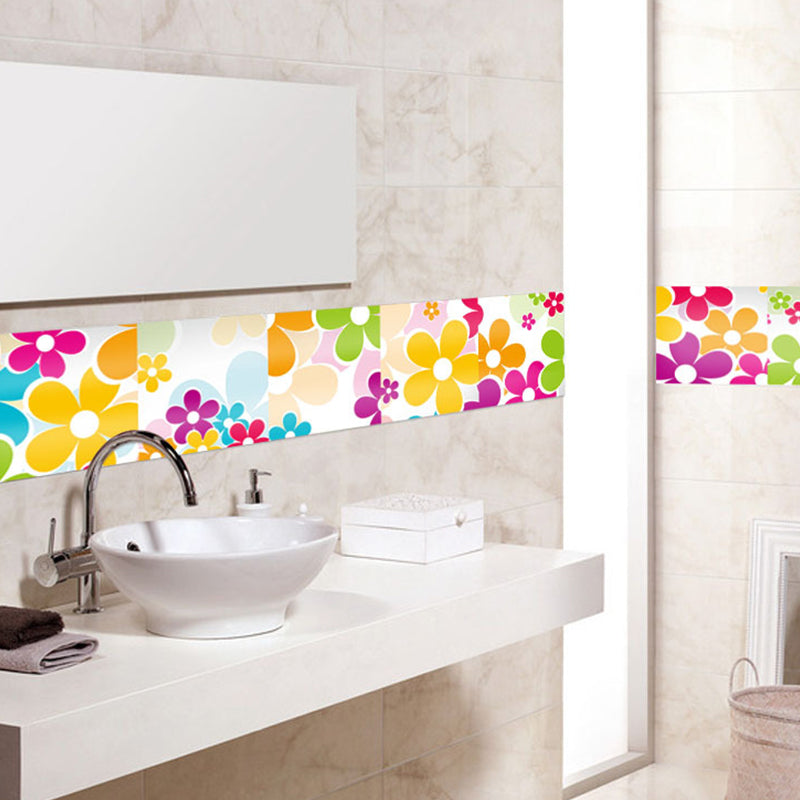 Helle Blumen Peel Tapetenvorhang-Set für Schlafzimmer, Rot-Gelb-Blau-Grün, 4,3 m²