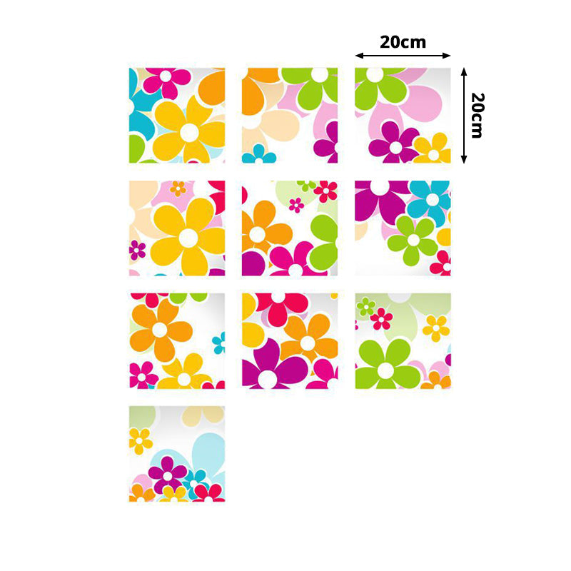 Helle Blumen Peel Tapetenvorhang-Set für Schlafzimmer, Rot-Gelb-Blau-Grün, 4,3 m²