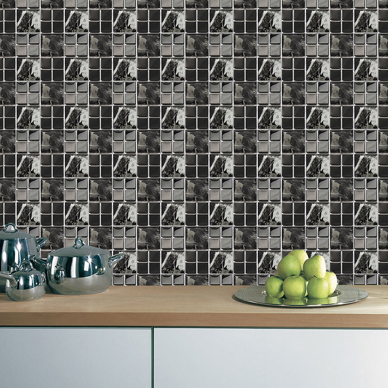 Schwarzes Marmor-Wandpaneel-Set 60 Stk Mosaikfliese Modern Aufkleben Wandverkleidung für Zuhause