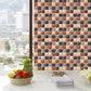 Frendorf | Brown Faux Marble Mosaic Wallpaper 18 Pieces Removable Wall Covering for the Kitchen