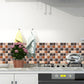Frendorf | Brown Faux Marble Mosaic Wallpaper 18 Pieces Removable Wall Covering for the Kitchen