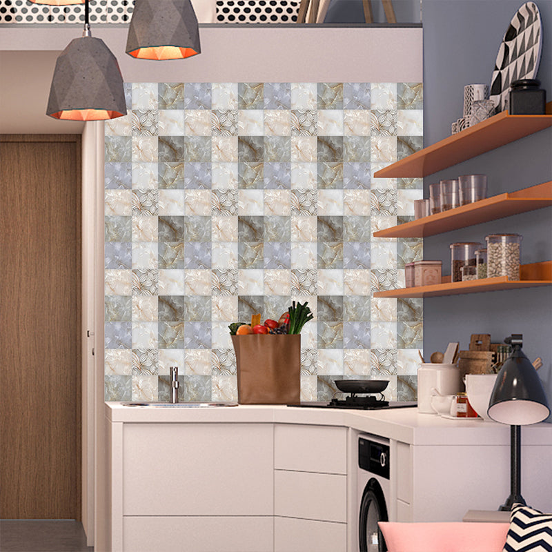 Frendorf | Bloemenprint Mozaïektegels Wandbekleding voor Thuis 18 Stuks Marmeren Wandkunst in Grijs, Pick Up Sticks