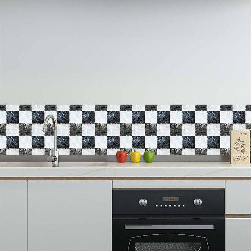 Frendorf | PVC Aflader Wallpapers Moderne Mozaïek Tegels Steen Look Wandbekleding in Zwart-Wit, 18 Stukken