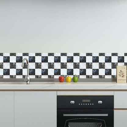 Frendorf | PVC Aflader Wallpapers Moderne Mozaïek Tegels Steen Look Wandbekleding in Zwart-Wit, 18 Stukken