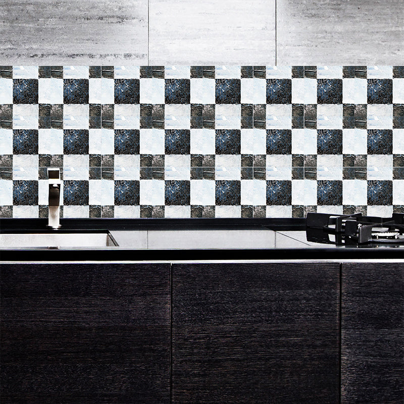 Frendorf | PVC Aflader Wallpapers Moderne Mozaïek Tegels Steen Look Wandbekleding in Zwart-Wit, 18 Stukken