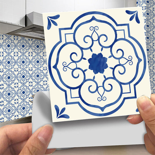 Frendorf | 20 Stk Blaue Blumen Tapetenpaneele Abgehobene Stäbe Küchenrückwand Wanddekoration