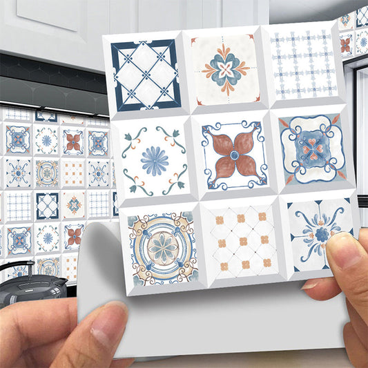 Frendorf | Blauwe Boheemse Peel Wallpapers 8,6 vierkante voet Gemengd Patroon Wanddecoratie voor Badkamer, 20 Stuks