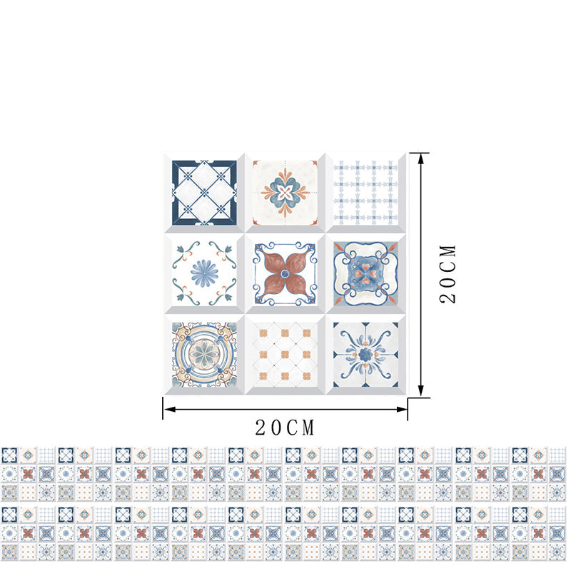 Blaue Bohemian Abziehbilder 8,6 Quadratfuß Gemischtes Muster Wanddekoration für das Badezimmer, 20 Stück