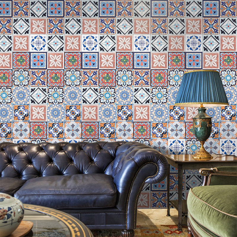 Frendorf | Boho Bloem Mosaik Fliesen Tapeten 2 Stücke Blaue Selbstklebende Wandkunst für Wohnzimmer