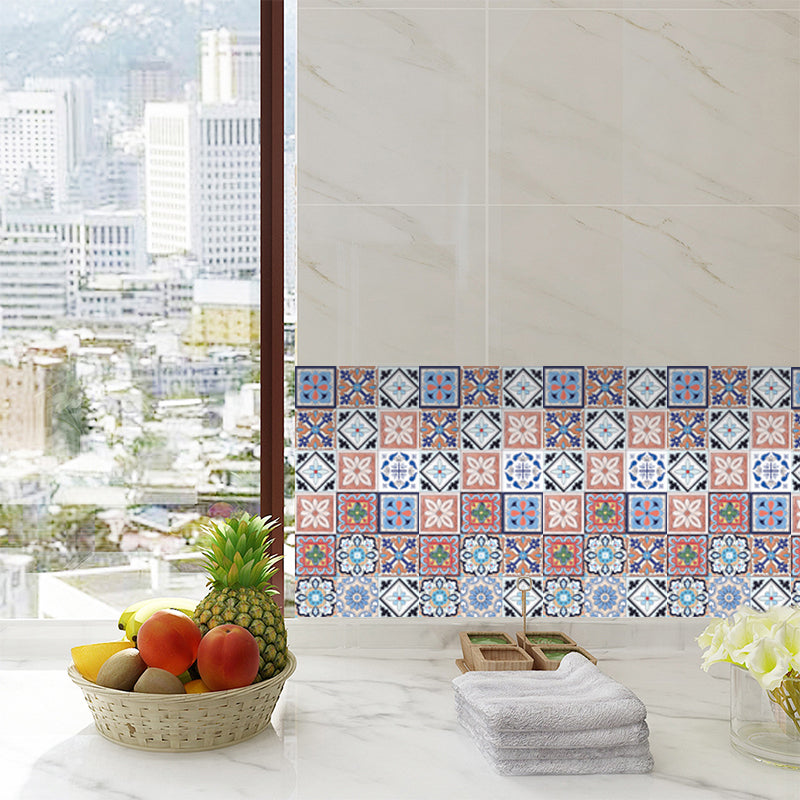 Frendorf | Boho Bloem Mosaik Fliesen Tapeten 2 Stücke Blaue Selbstklebende Wandkunst für Wohnzimmer