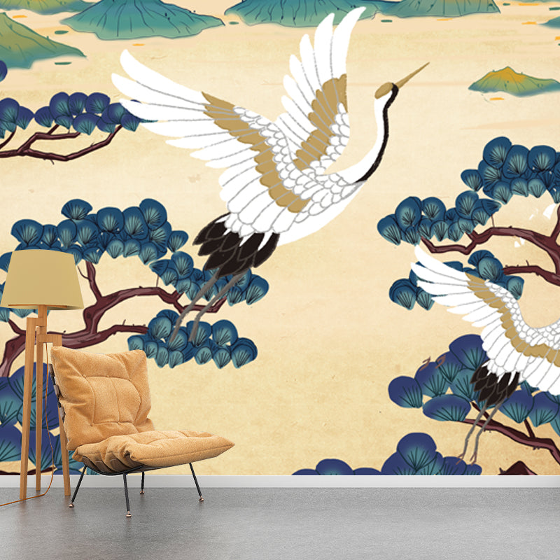 Frendorf | Zonsopgang Halcyon Berglandschap Muurdecoratie Oosterse Non-Woven Stof Wandkunst in Beige