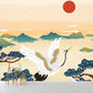 Frendorf | Zonsopgang Halcyon Berglandschap Muurdecoratie Oosterse Non-Woven Stof Wandkunst in Beige