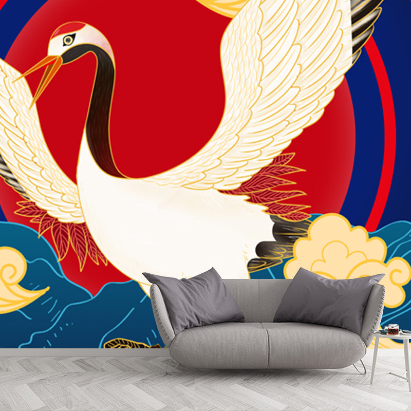 Frendorf | Chinese Halcyon Wandmuur Decal für Akzentwand Anpassung Wandverkleidung in Beige auf Blau
