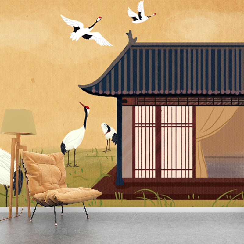Frendorf | Tokyo Patio Halcyons Wandtapete Grünes Wohnzimmer Wandkunst, Maßgeschneidert