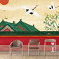 Frendorf | Chinese antique architecture wall sticker for home custom wall covering in red-beige