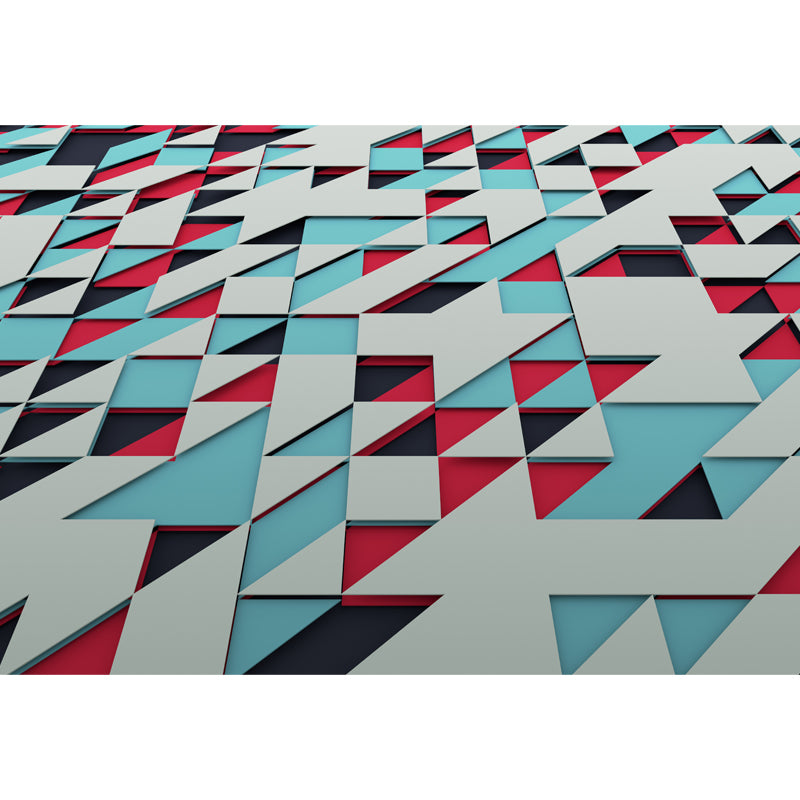 Blaue-Rote Dreiecks Wandaufkleber 3D Geometrisch Modern Waschbare Wanddekoration für Zuhause